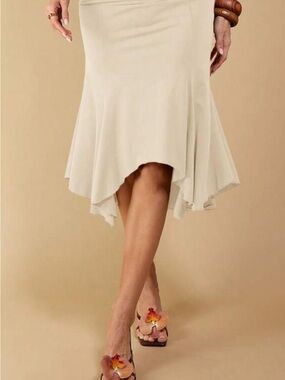 Women's Asymmetrical Cream Flounce Skirt